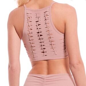 FREE PEOPLE MOVEMENT Revelation Braided Back Yoga Tank Bra Crop Top Nude Pink XS